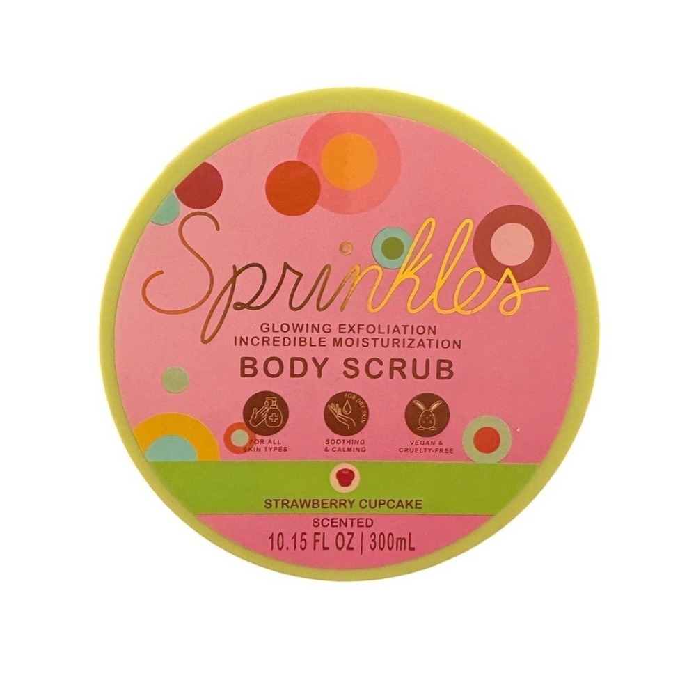 Sprinkles Strawberry Cupcake Body Scrub Glowing Exfoliation 10.15oz 300mL New
